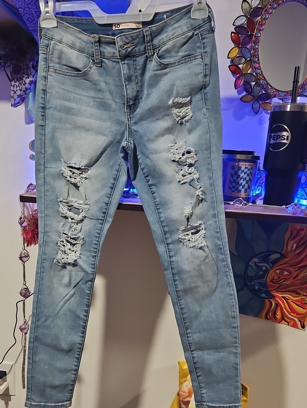 SO Light Blue Distressed Skinny Jeans